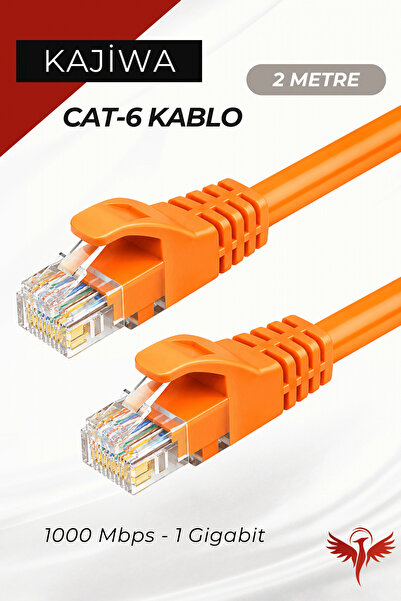 KAJİWA CAT6 2 Metre Ethernet Kablosu 1.000 Mbps Premium İnternet Lan Kablo 2mt