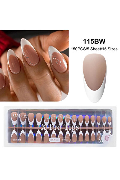 Choice10 Q57512-4 150/160pcs French Press On Gel Nail Tips Set Nude Pink Ball...