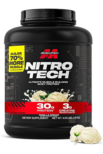 MUSCLETECH Nitro Tech Whey Protein, Vanilla Cream, 4 LB, 3g of Creatine & 6.8...