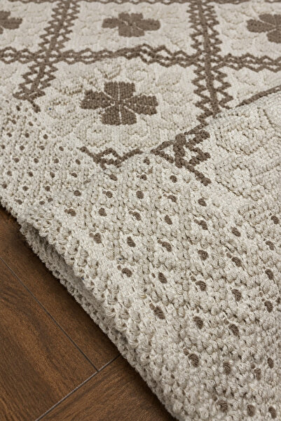 Çelsa Home Lilyum Bukle Lüks Pamuklu, Makinede Yıkanabilir Kilim Bej 70x150 /...