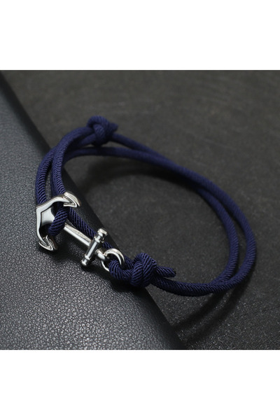 Choice 205mm navy Marine Style Men Anchor Bracelet Handmade Adjustable Nautic...