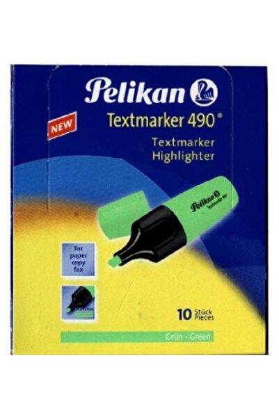 Pelikan 490 قلم تحديد فسفوري 1-5 ملم أخضر (علبة تحتوي على 10 قطع)