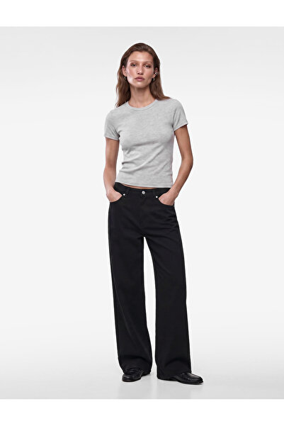 Koton Slim Fit Kısa Kollu Bisiklet Yaka Pamuklu Fitilli Basic Tişört