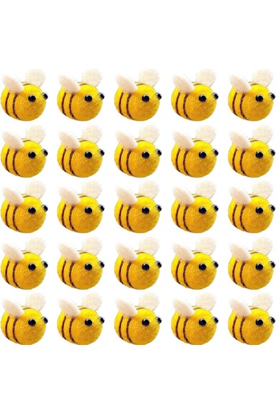 Choice 12 Pcs YELLOW Felt Bee Pompom Decoration for Crafts Home Decor Wool Be...