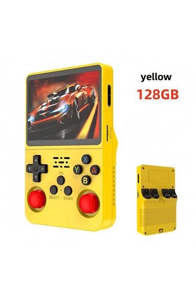 Choice15 yellow 128GB Retro R36S Handheld Video Game Console 3.5 Inch IPS Scr...