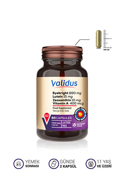 Validus Eyebrigth 880 mg + Lutein 15 mg 60 Capsules