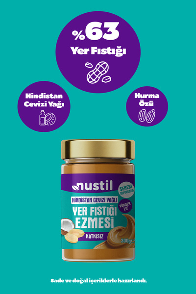 NUSTİL Hindistan Cevizi Yağlı Yer Fıstığı Ezmesi 300g