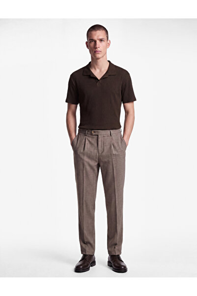 Koton Viscose Blended Pocketed Pleated Slim Fit Fabric Trousers