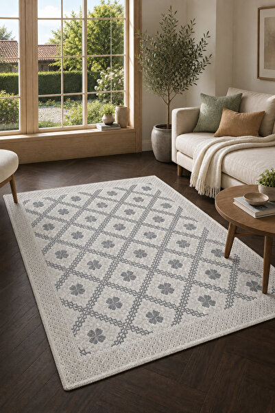 Çelsa Home Lilyum Bukle Lüks Pamuklu, Makinede Yıkanabilir Kilim Gri 80x300 /...