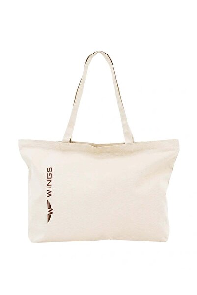 WINGS BRAND Geantă shopper din pânză bej WINGS