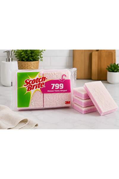 Scotch Brite 3M SB799 Endüstriyel Bulaşık Süngeri 4'lü (PEMBE)