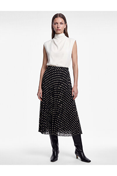 Koton Polka Dot Pleated Midi Chiffon Skirt
