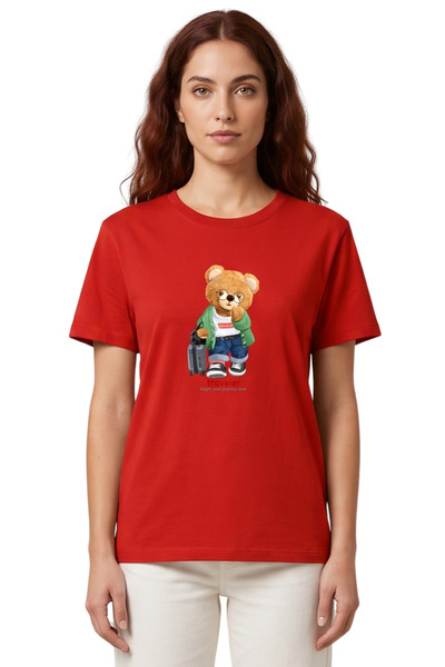 DK DAKSEL Bear with Glasses "Traveler" Printed Oversized Regular Fit Unisex T...