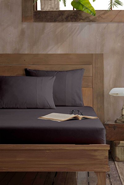 Elart Ranforce Fitted Single Bed Sheet Cotton (100X200Cm) Anthracite