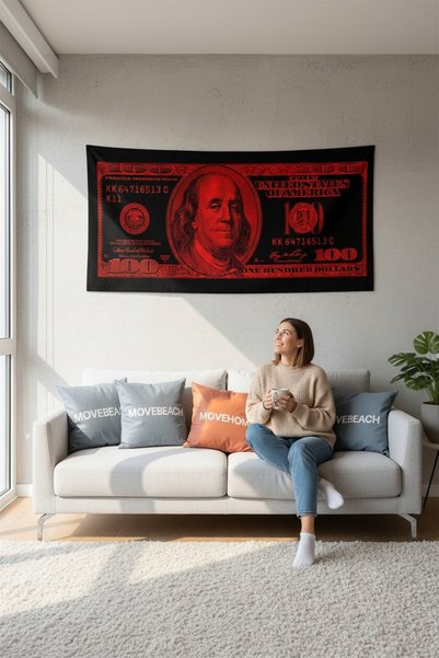 move home Dolar Desenli Kumaş Duvar Örtüsü,duvar Halısı