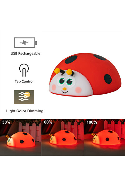 Choice RED GGbingo Ladybug RGB LED Night Light Cute Cartoon Animals Silicone ...