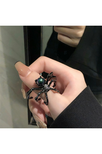 Choice 1 Punk Dark Spider Open Ring Retro Moonstone Black Ring For Women New ...