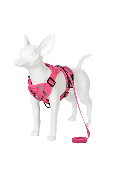 Choice10 L Rose Red Adjustable Dog Harness Leash Set for Small Medium Dogs Ca...