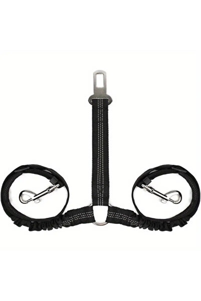 Choice black Adjustable Elastic Car Harness Seat Belt with Shock Double Dog S...