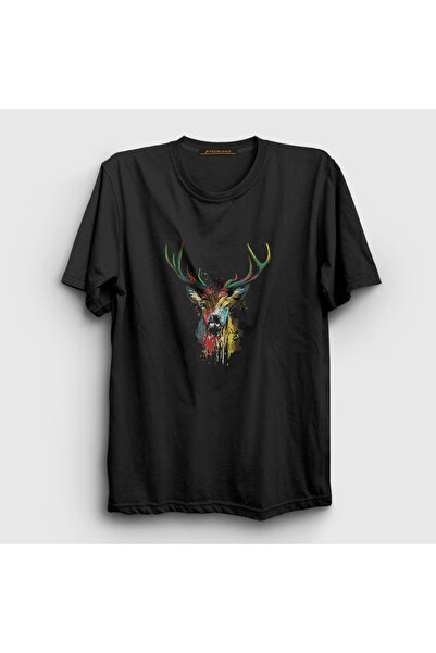 Presmono Unisex crne boje Jelen Jelen T-shirt 370713tt