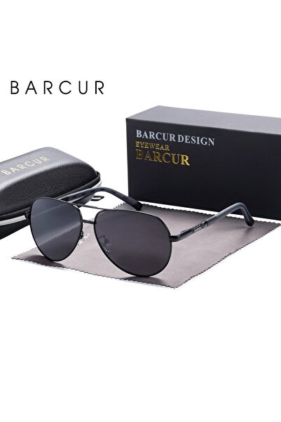 Choice Black Gray BARCUR Vintage Sunglasses Men Polarized Coating Classic Sun...
