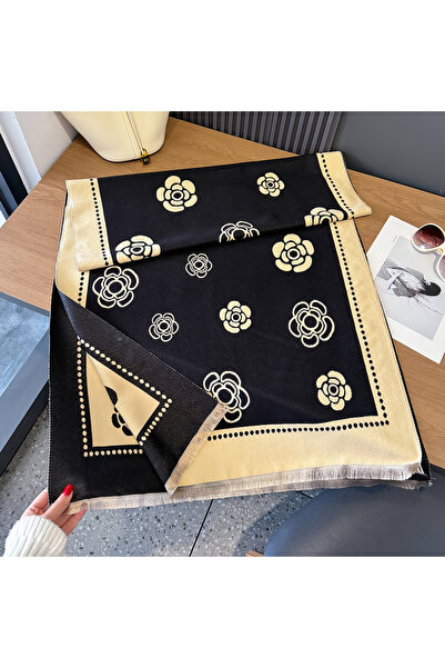 Choice black New Camellia Flower Cashmere Scarf Women Winter Shawl Warm Necke...