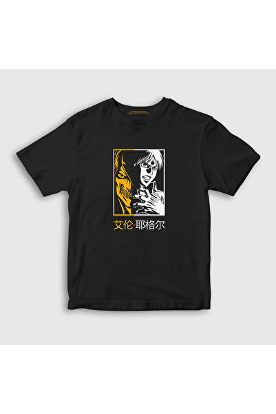 Presmono Unisex dečija crna Eren Yeager anime majica Attack On Titan T-shirt ...