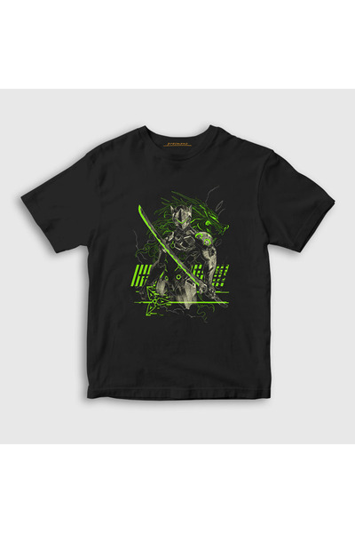Presmono Unisex dečja crna Genji V2 igra Overwatch T-shirt 358579tt