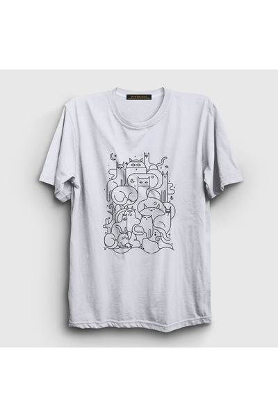 Presmono Unisex beli mačke svuda mačka paket T-shirt 317140tt
