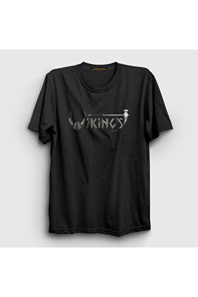 Presmono Unisex Black Helmet Vikings T-shirt221653tt