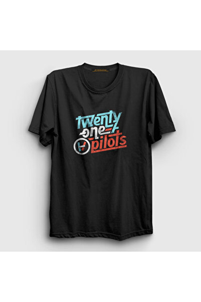 Presmono Unisex crni retro Twenty One Pilots T-shirt 120008tt