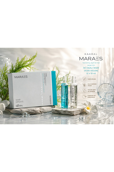 MARAES Yıpranmış, zayıf ve mat saçlar için İKİ FAZLI İKSİR (%100 VEGAN), 12 x 10 ml