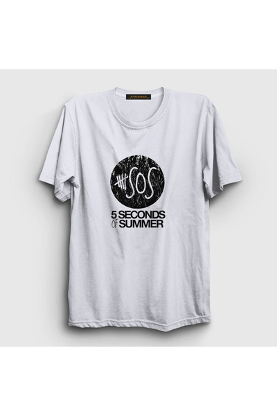 Presmono Unisex beli logo 5 Seconds Of Summer T-shirt 78943tt