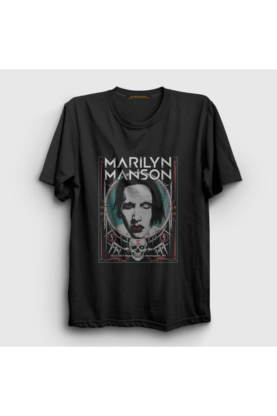 Presmono Unisex Black Ny Marilyn Manson T-shirt 38756tt