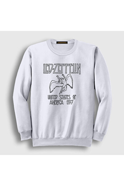 Presmono Unisex bela majica sa logotipom Led Zeppelin 96018tt