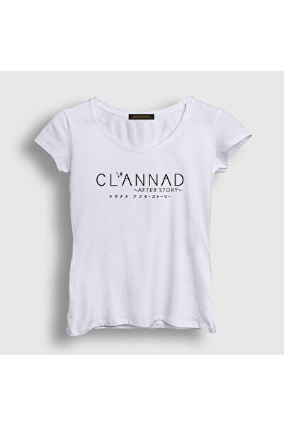 Presmono Women's White Logo Anime Clannad after Story T-Shirt 554328Tt