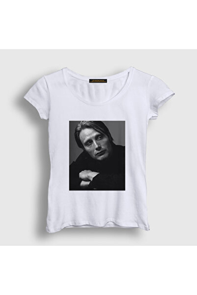 Presmono Women's White Pose Mads Mikkelsen T-Shirt 555487Tt