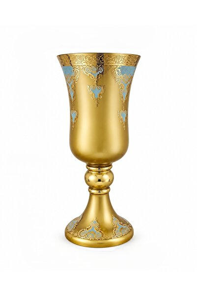 Generic Brand Luxury Gold Decorative Flower Vase Gold Blue Decorated Tall Flo...