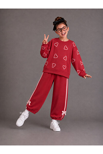 OZZY KİDS Girl's Heart Patterned Tracksuit Set