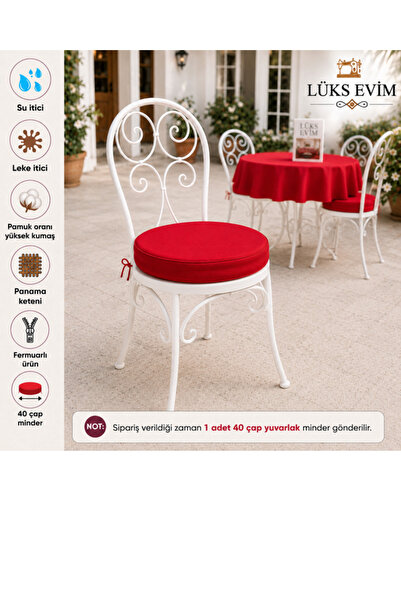 Home YUVARLAK KIRMIZI SANDALYE MİNDERİ- Lüks Evim