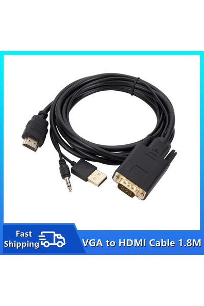 Choice كابل VGA إلى HDMI من TABLLYUGE متوافق مع VGA إلى HDMI بطول 1.8 متر، كا...