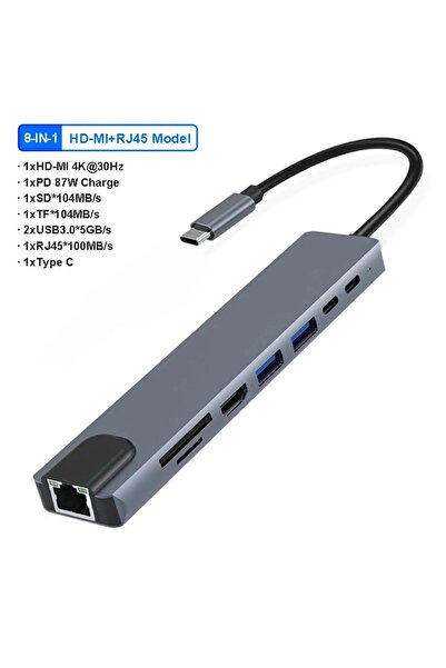 Kebidumei 8-in-1 RJ45 100M 11-in-1 Type-C Docking Station USB 3.0 HUB USB C S...