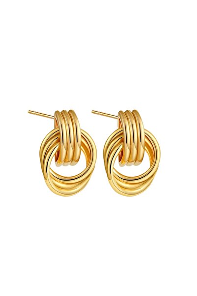 Choice T142 1 Retro Gold Plated Stainless Steel Texture Earrings for Women Ci...