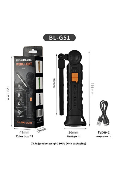 Choice G51 small 450LM COB LED Worklight Flashlight USB-C 800mA Work Light Ma...