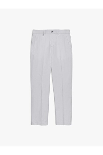 Sisley Pamuk Karışımlı Slim Comfort Fit Paraşüt Kanvas Pantolon Erkek Gri Pan...