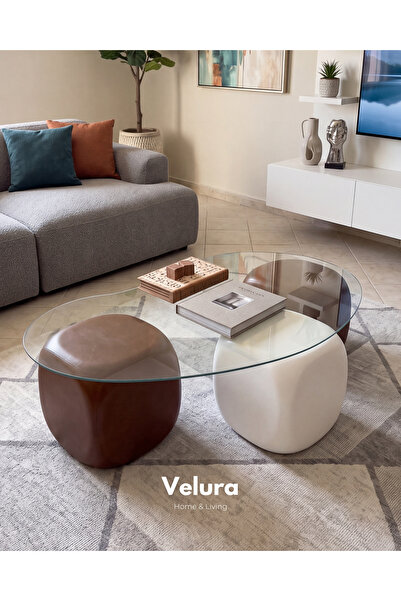 Velura Home & Living Orta Sehpa & Modern Küre Sehpa & Bohem Top Sehpa