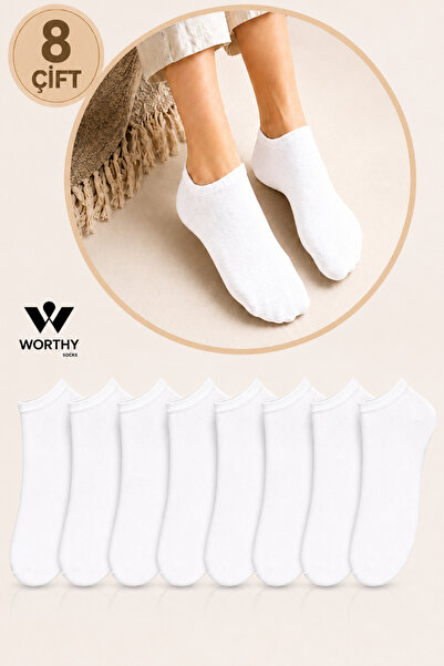 WORTHY SOCKS Pachet de 8 șosete scurte albe tip botine