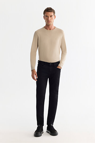 Avva Erkek Siyah Rinse Yıkama Esnek Pamuklu Berlin Slim Fit Jean Pantolon A42...