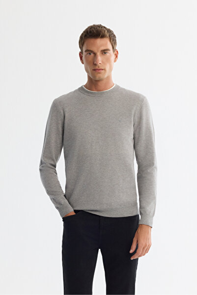 Avva Men's Gray Viscose Crew Neck Knitwear Regular Fit Sweater B005132