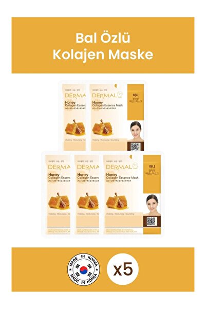 Dermal 23 Gr 5 Pieces Honey Extract Revitalizing Collagen Mask - Moisturizing...
